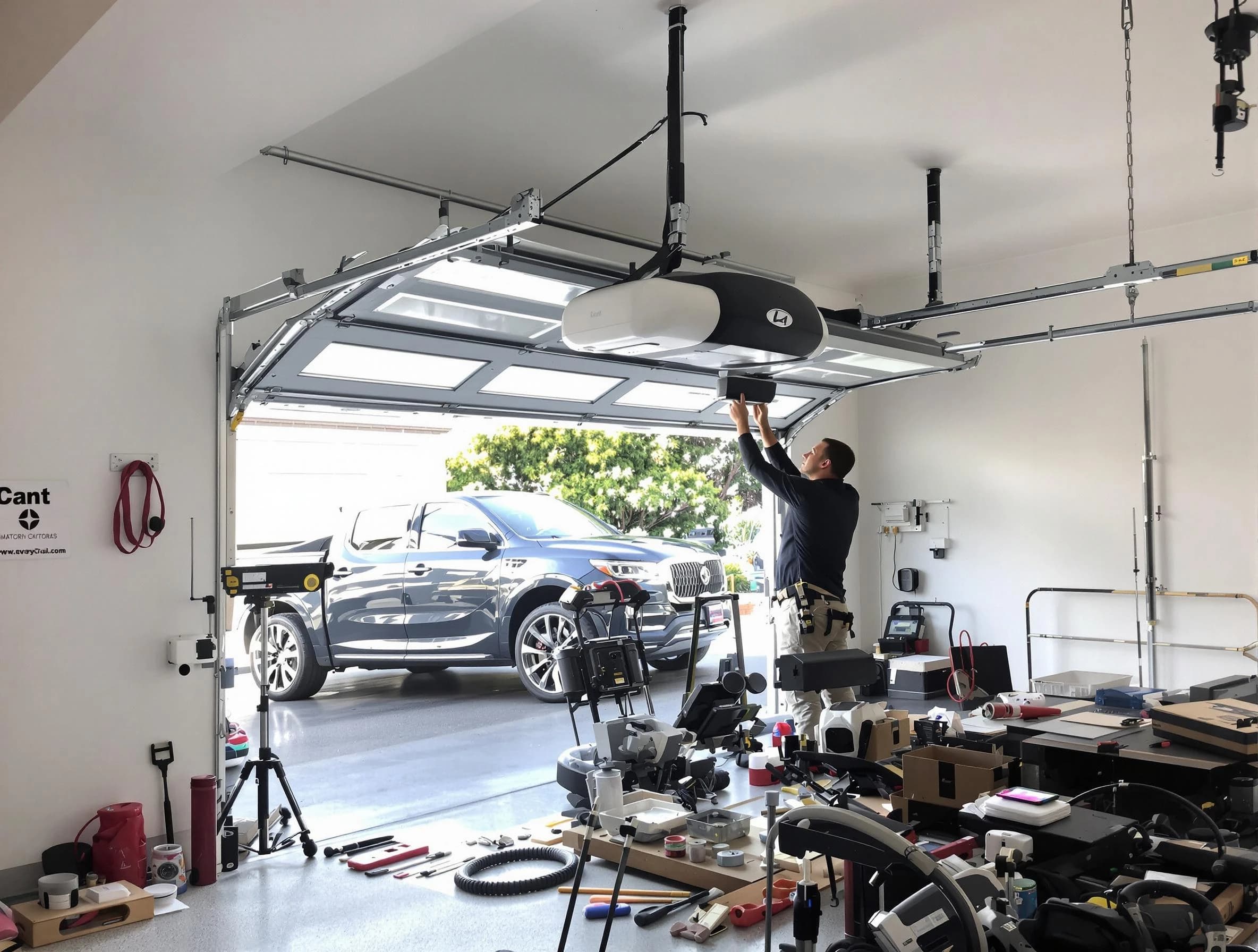 Scott Garage Door Repair specialist installing smart garage door opener system in Scott home