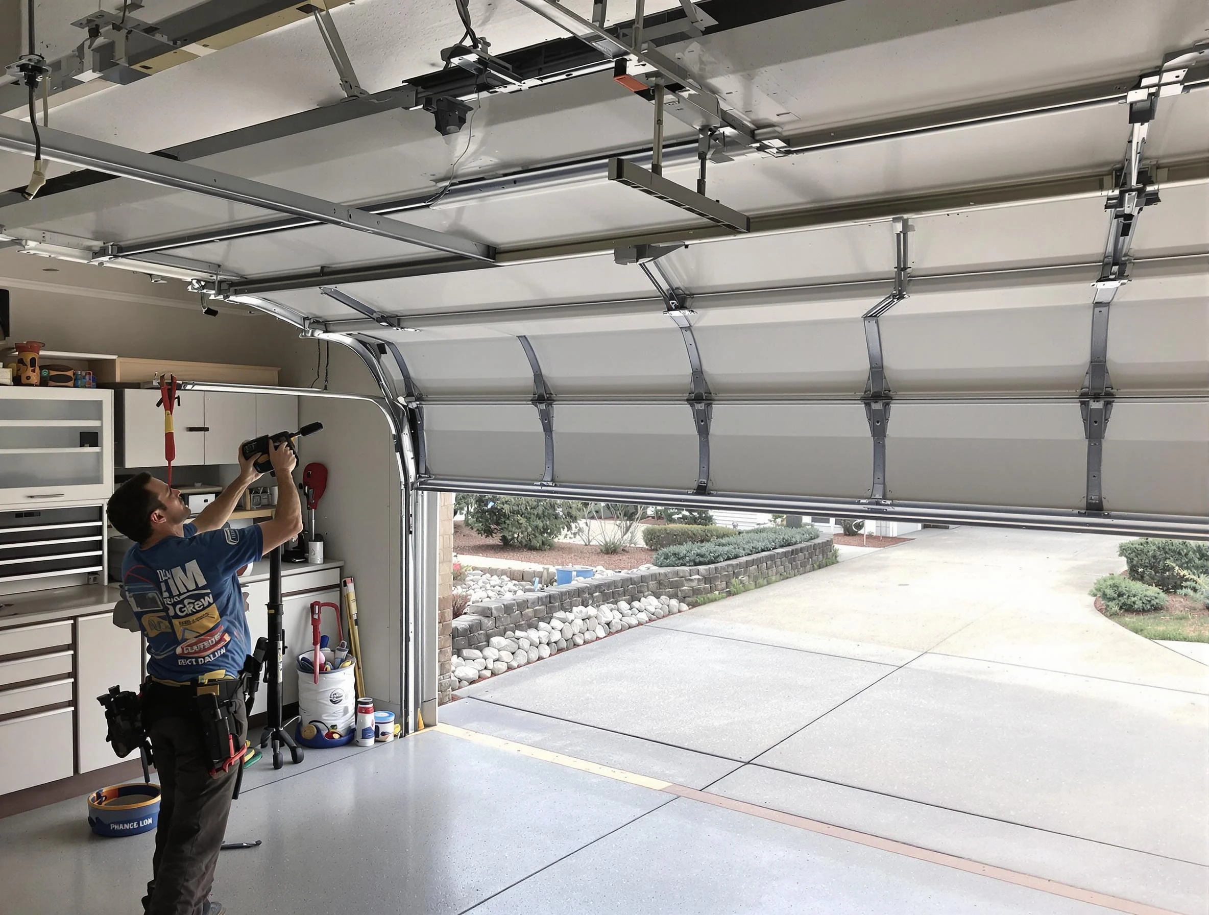 Garage door track repair service by Scott Garage Door Repair in Scott